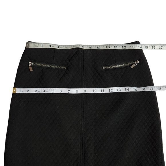 Laundry by Shelli Segal Black Textured Quilted Mini Skirt Zipper Pockets Sz 2 - Picture 8 of 10